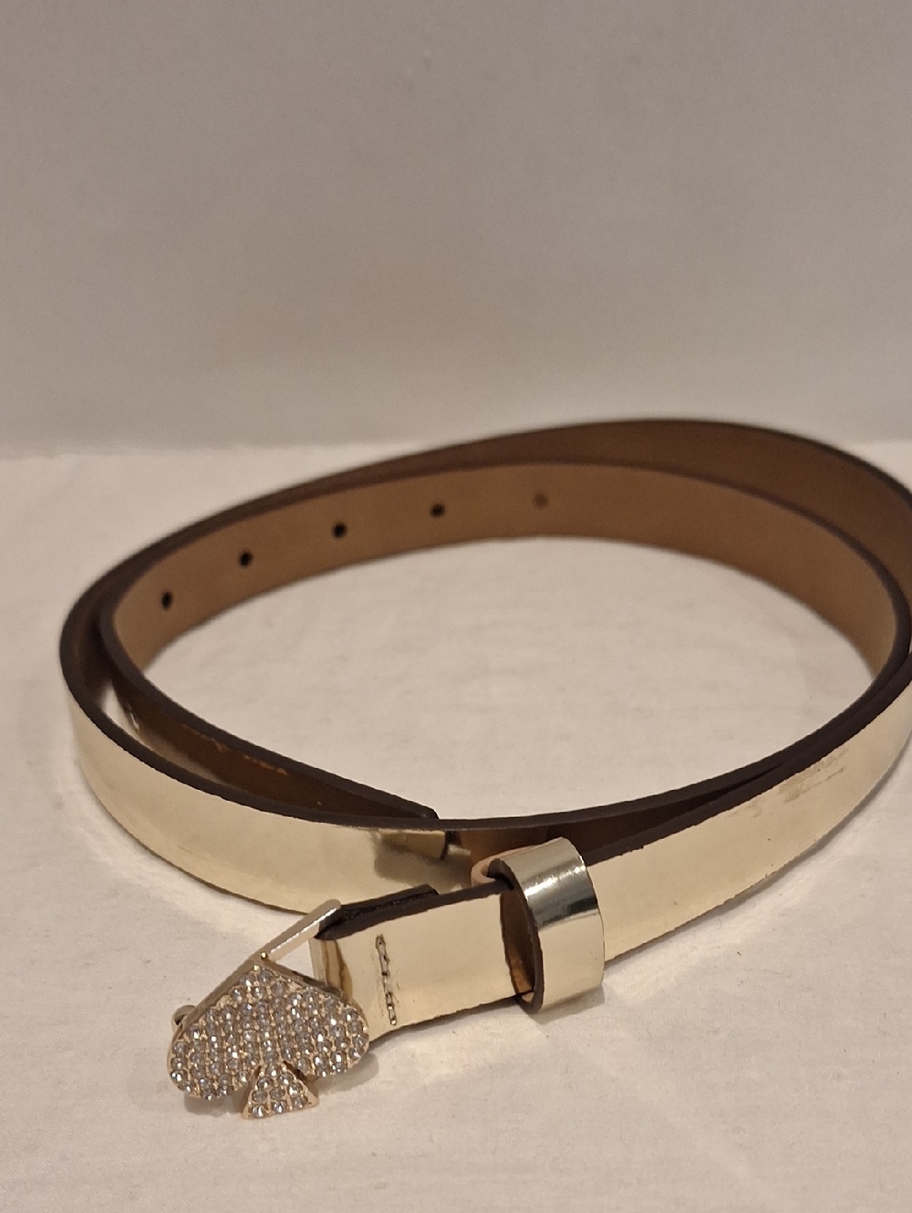 kate spade Silver Tone Narrow Belt with Crystal Spade Accent Size 34
